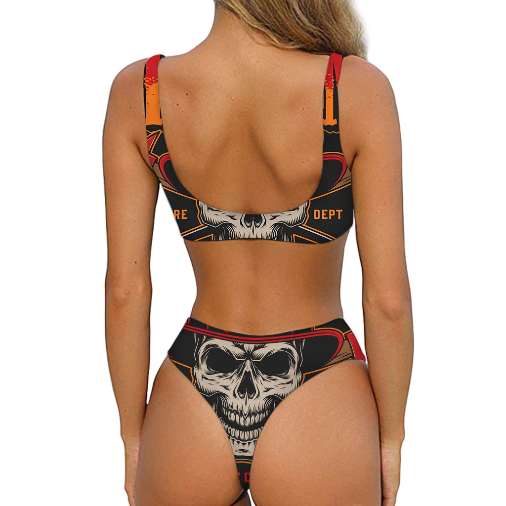 Firefighter First In Last Out Print Front Bow Tie Bikini