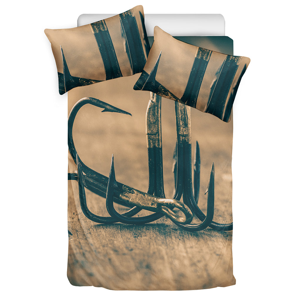 Fishing Hooks Print Duvet Cover Bedding Set