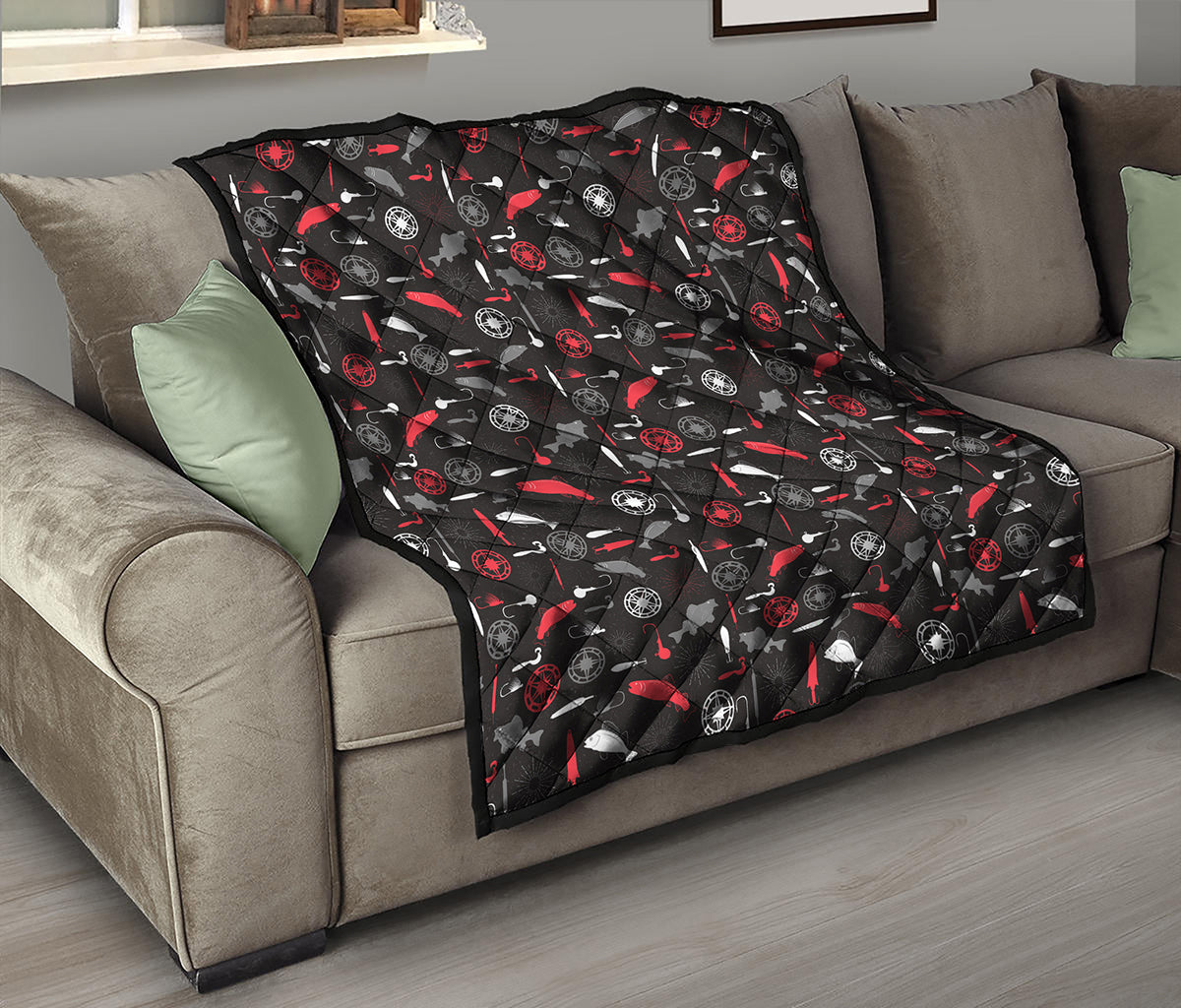 Fishing Theme Pattern Print Quilt