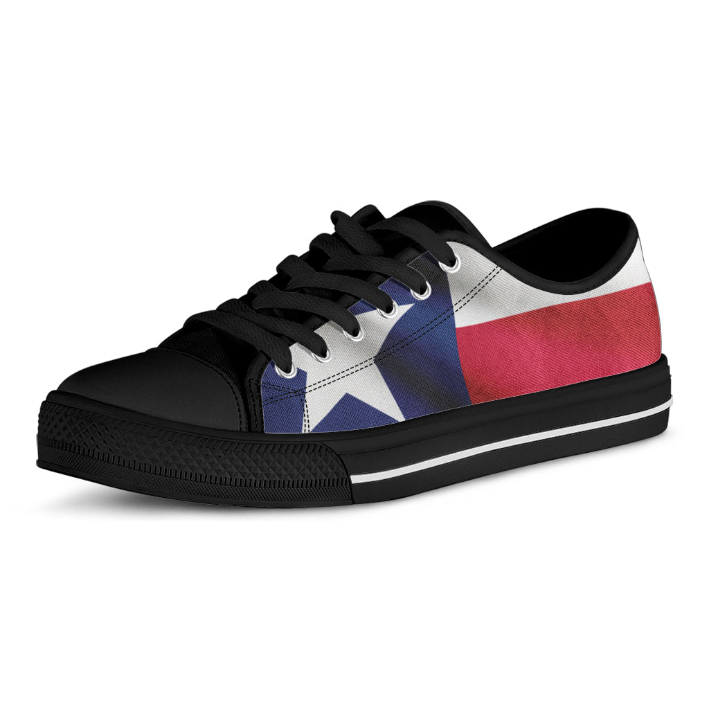 Flag Of Texas Print Black Low Top Shoes