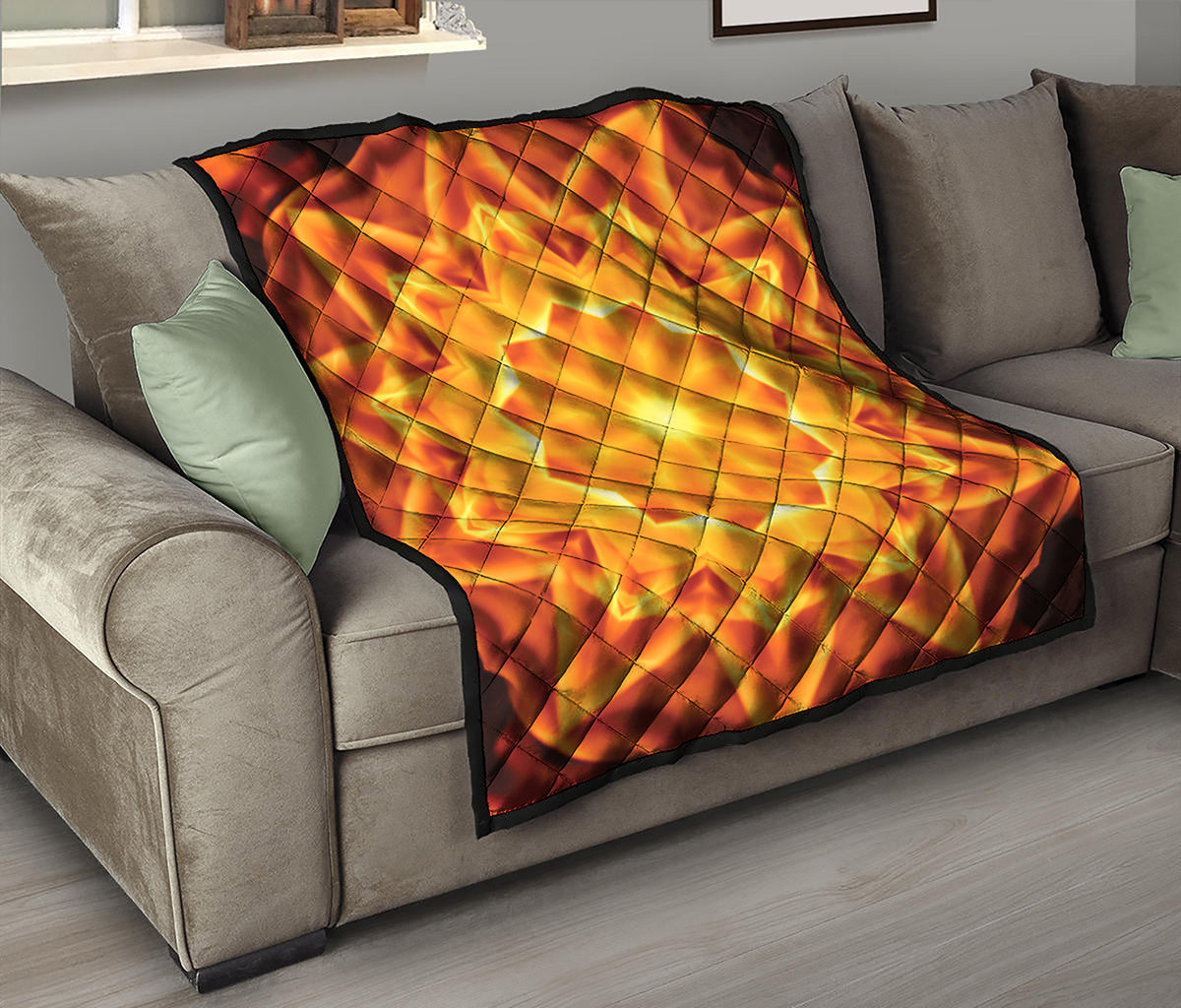 Flame Kaleidoscope Print Quilt
