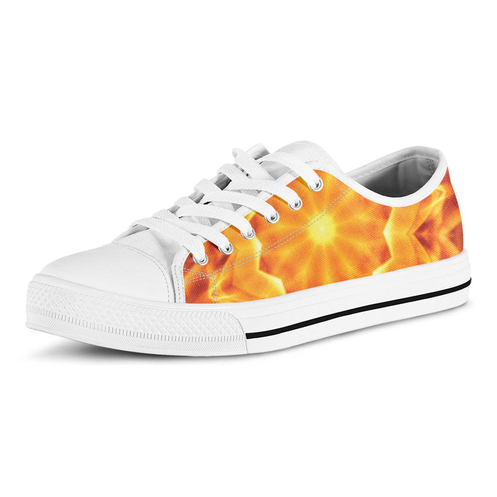 Flame Kaleidoscope Print White Low Top Shoes
