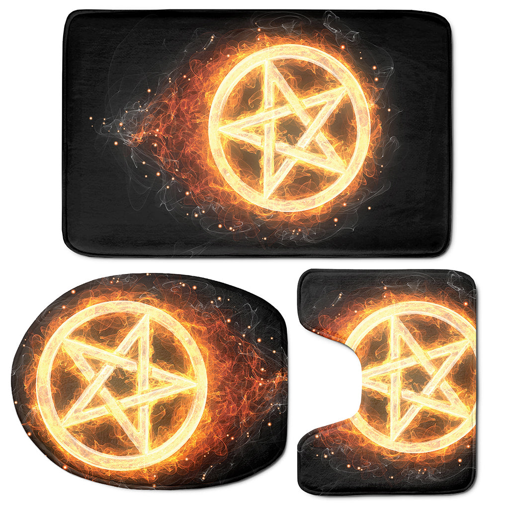 Flame Pentagram Print 3 Piece Bath Mat Set