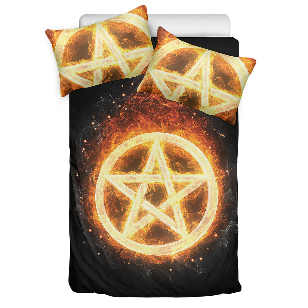Flame Pentagram Print Duvet Cover Bedding Set