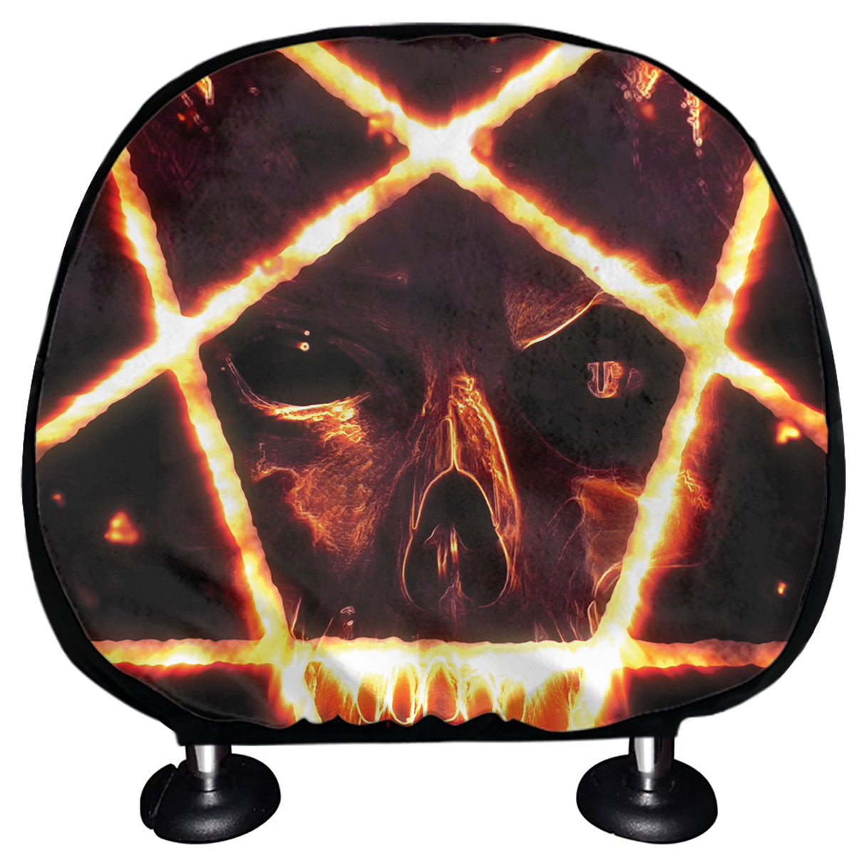 Flame Satanic Pentagram Print Car Headrest Covers