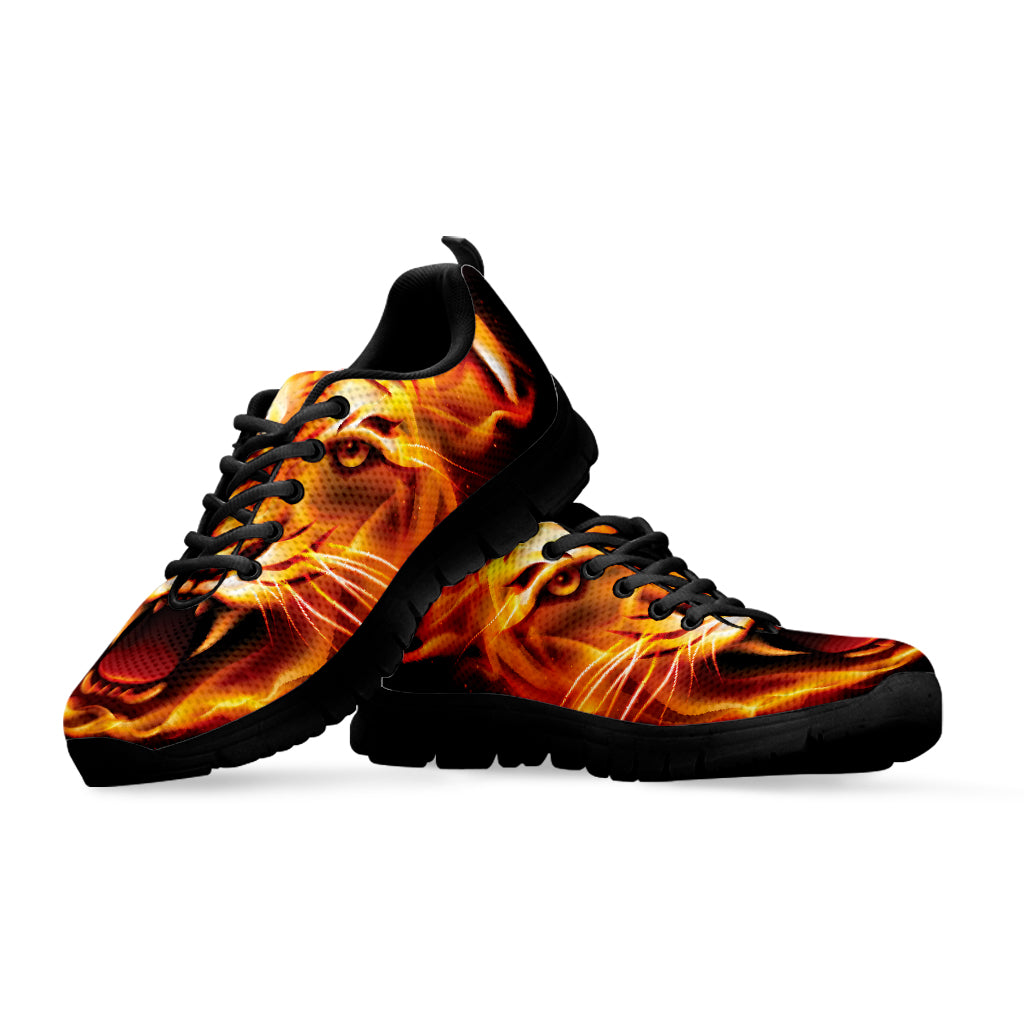Flame Tiger Print Black Sneakers