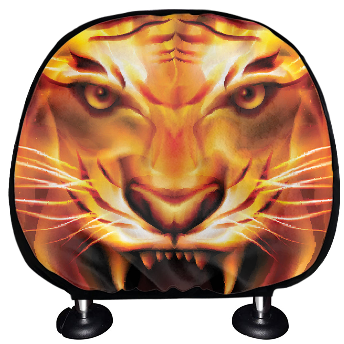 Flame Tiger Print Car Headrest Covers