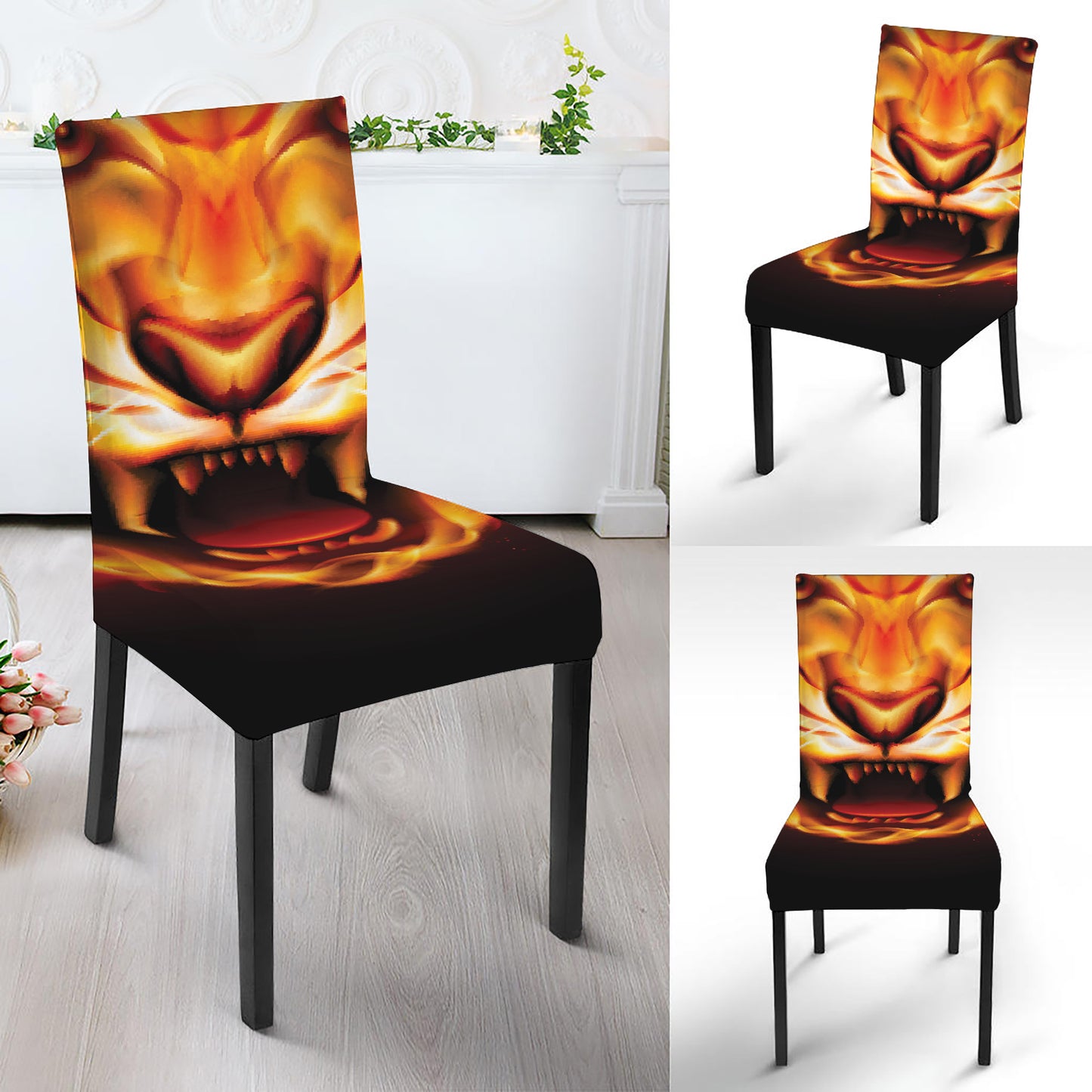 Flame Tiger Print Dining Chair Slipcover