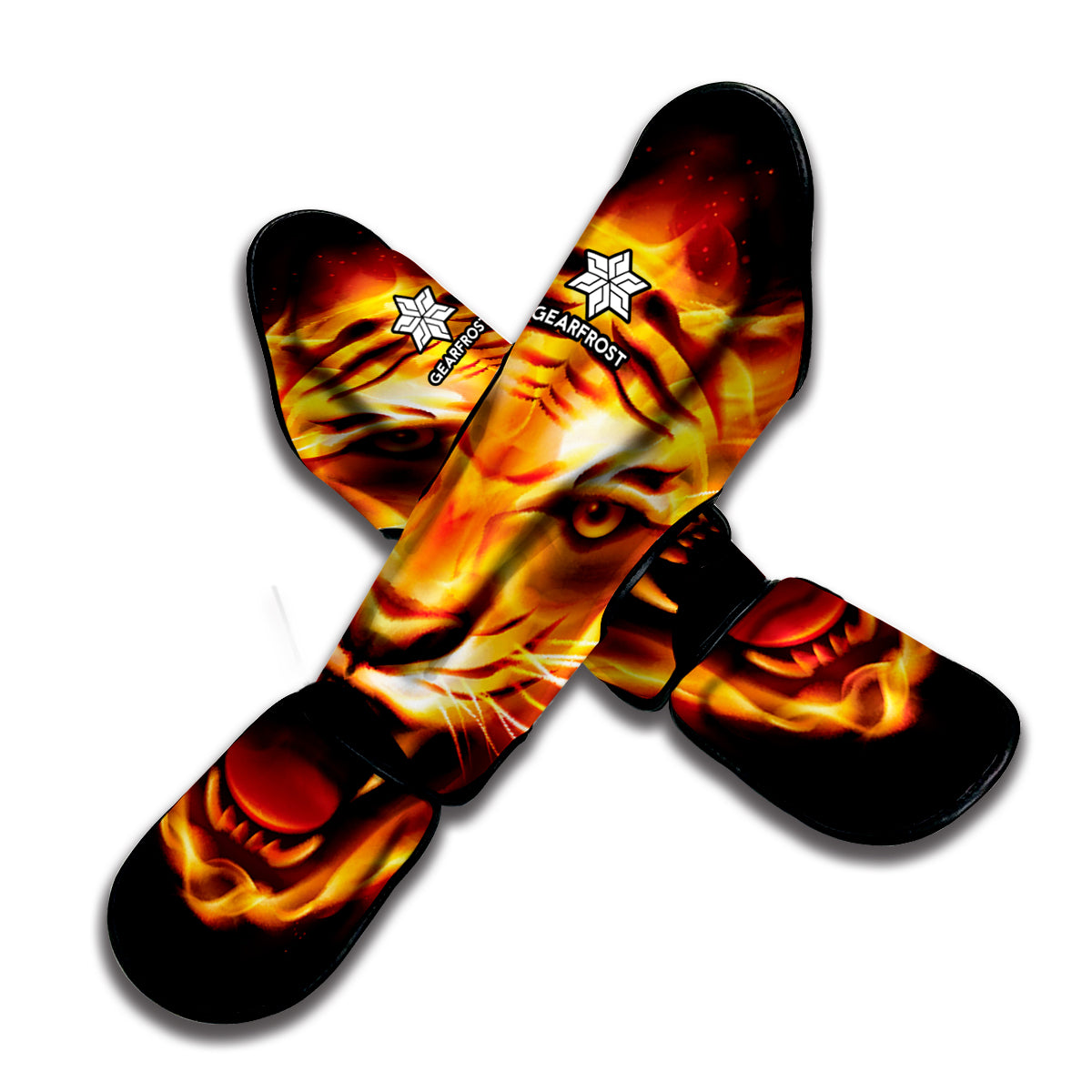 Flame Tiger Print Muay Thai Shin Guard