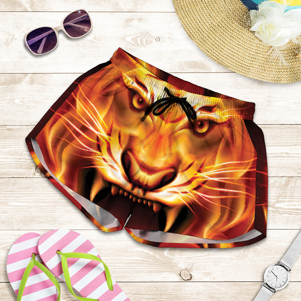 Flame Tiger Print Women's Shorts