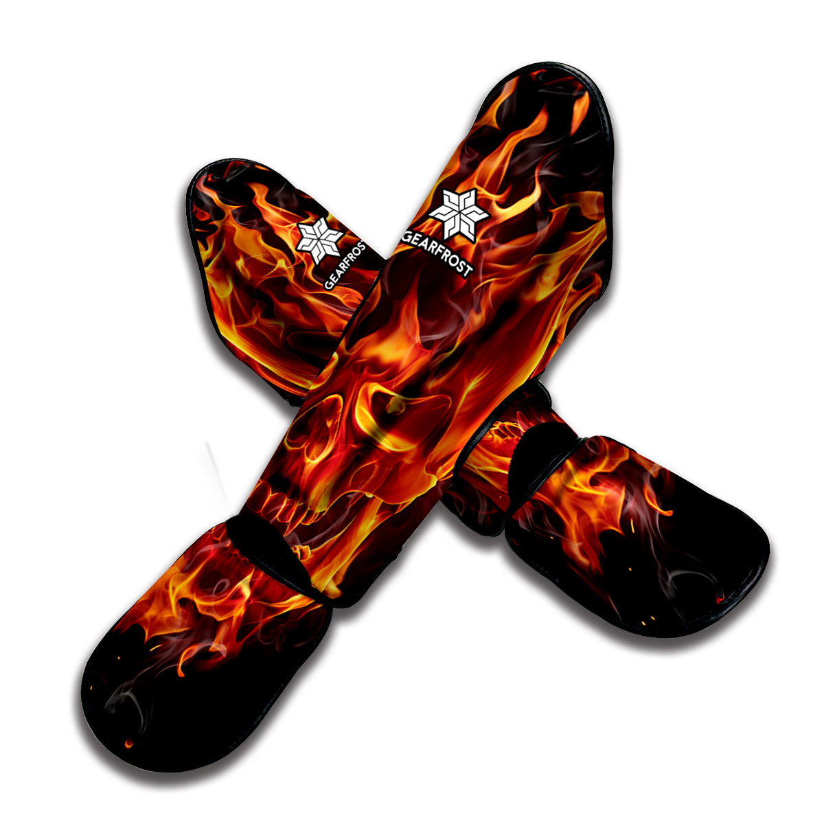 Flaming Evil Skull Print Muay Thai Shin Guard