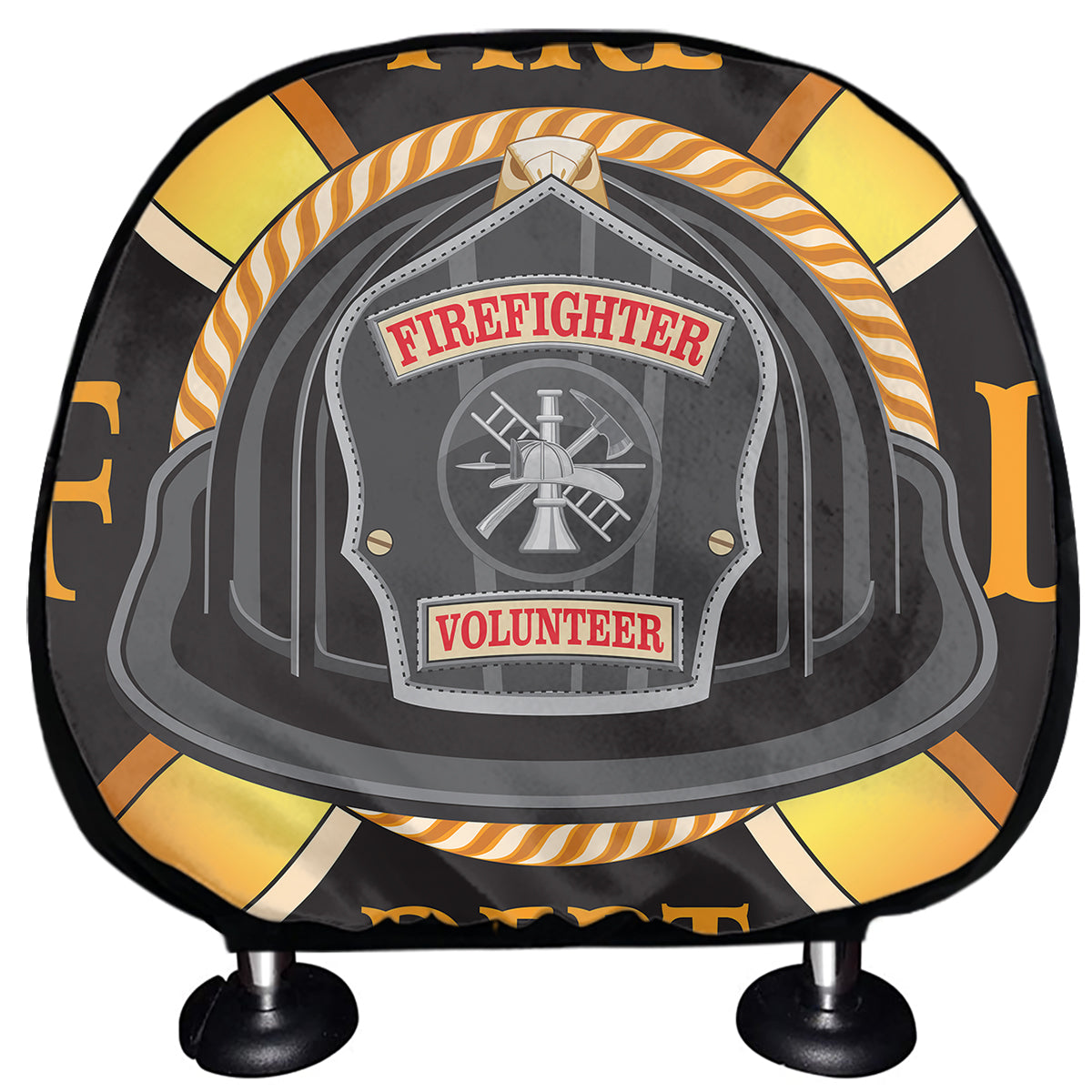 Flaming Firefighter Emblem Print Car Headrest Covers