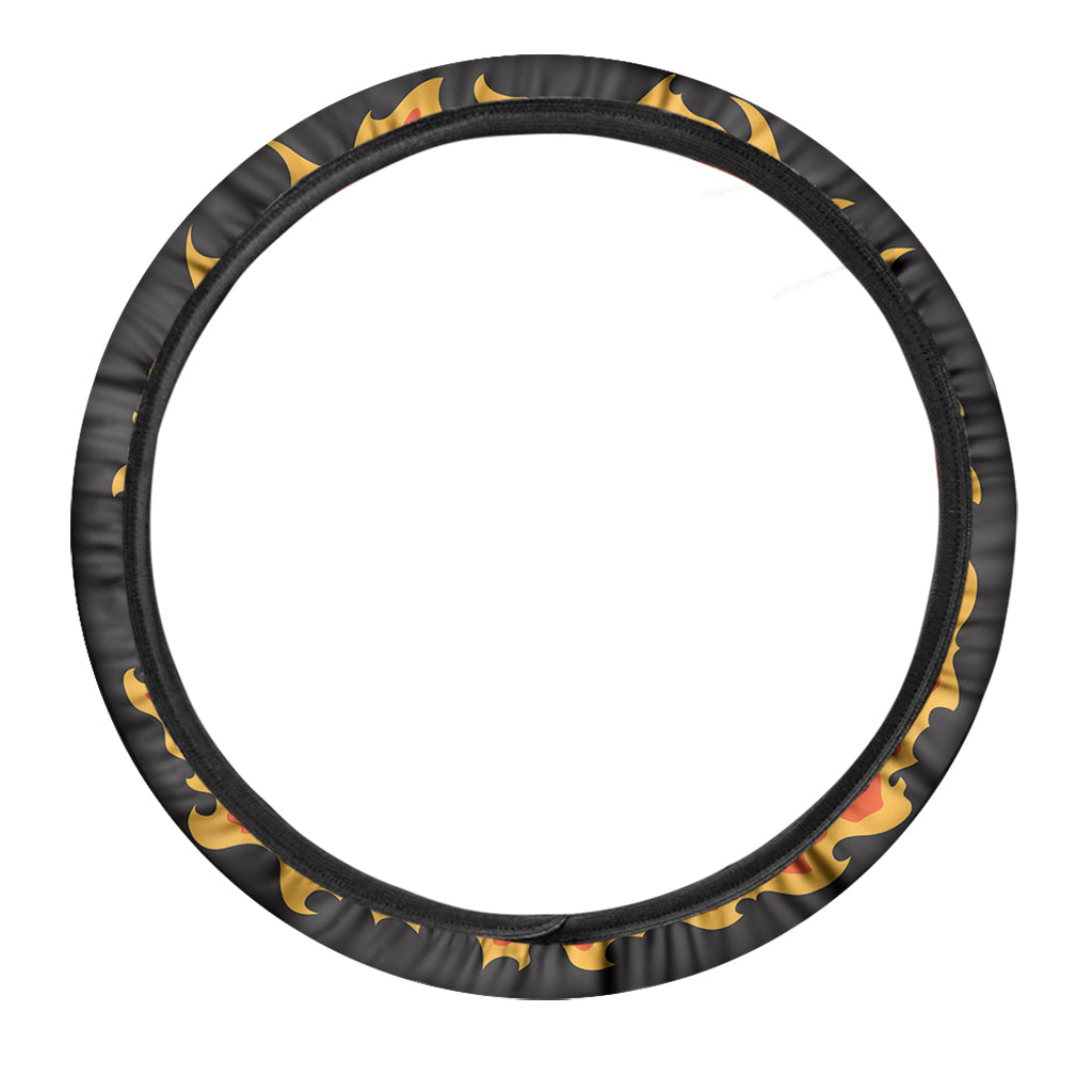 Flaming Firefighter Emblem Print Car Steering Wheel Cover