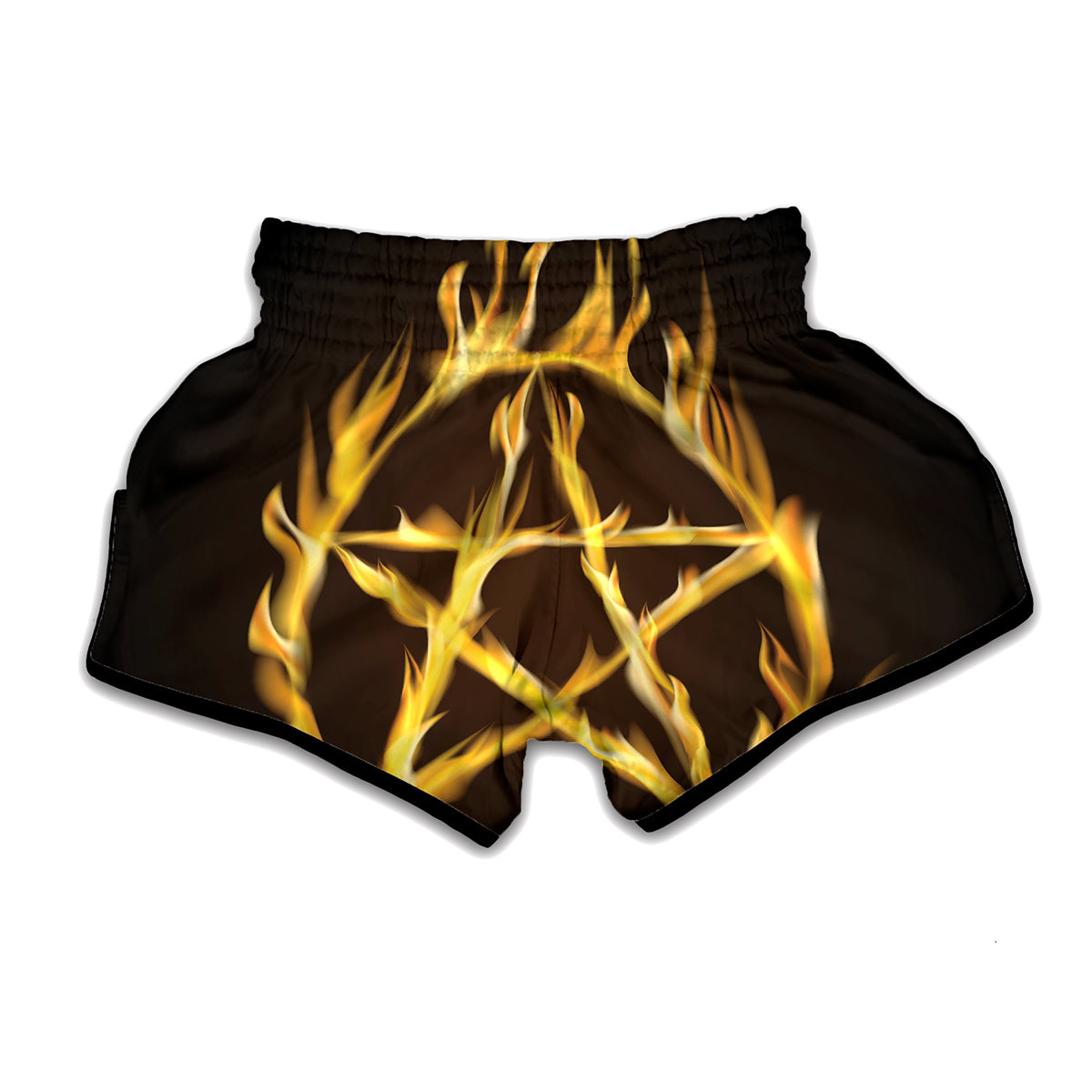 Flaming Pentagram Symbol Print Muay Thai Boxing Shorts