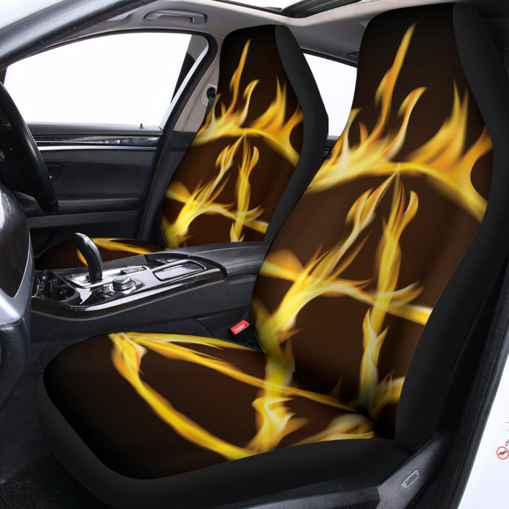 Flaming Pentagram Symbol Print Universal Fit Car Seat Covers