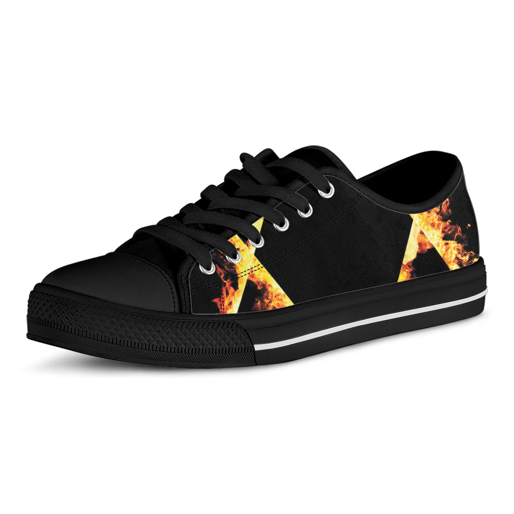 Flaming Star of David Print Black Low Top Shoes