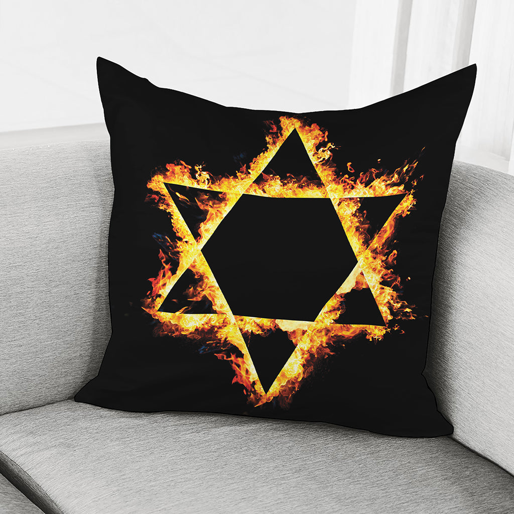 Flaming Star of David Print Pillow Cover