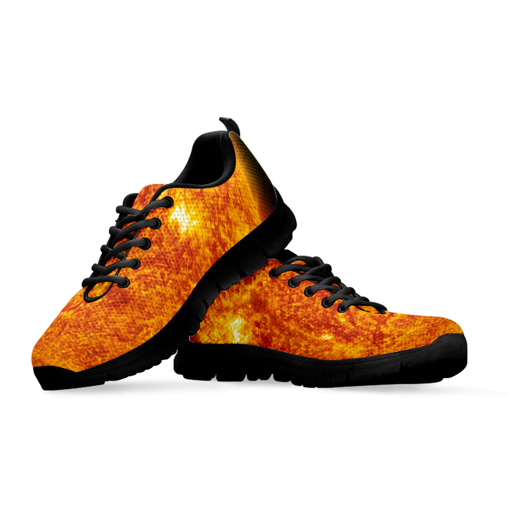 Flaming Sun Print Black Sneakers
