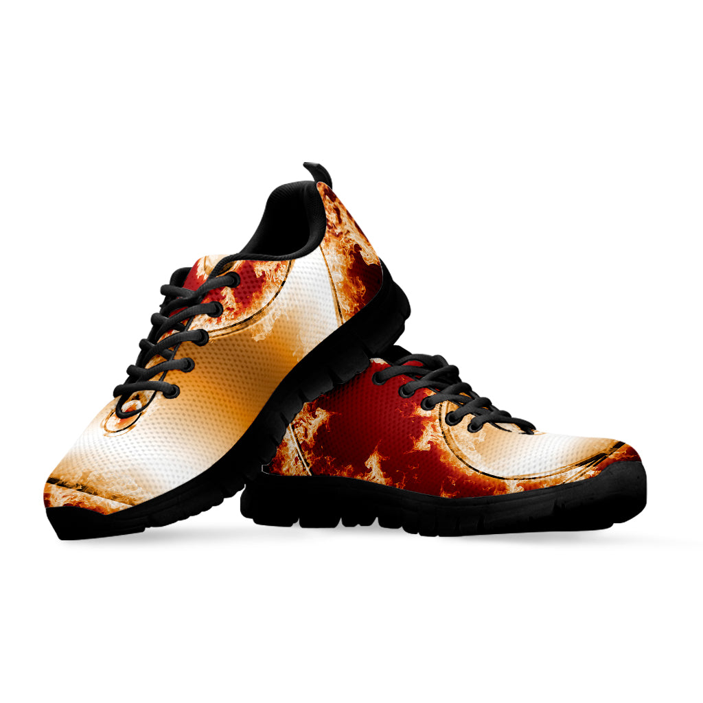 Flaming Yin Yang Print Black Sneakers