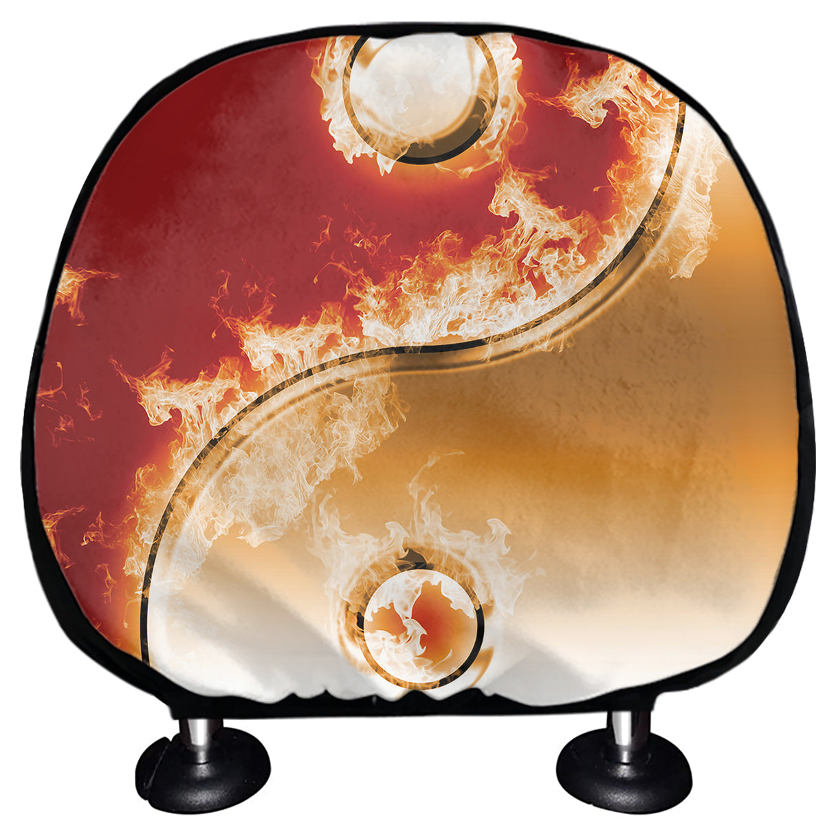 Flaming Yin Yang Print Car Headrest Covers