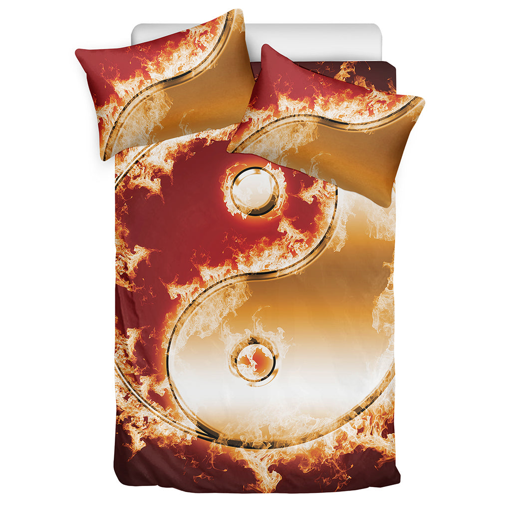 Flaming Yin Yang Print Duvet Cover Bedding Set