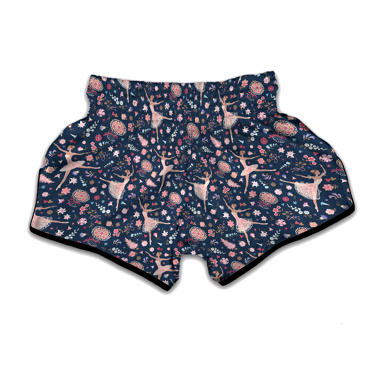 Floral Ballet Pattern Print Muay Thai Boxing Shorts