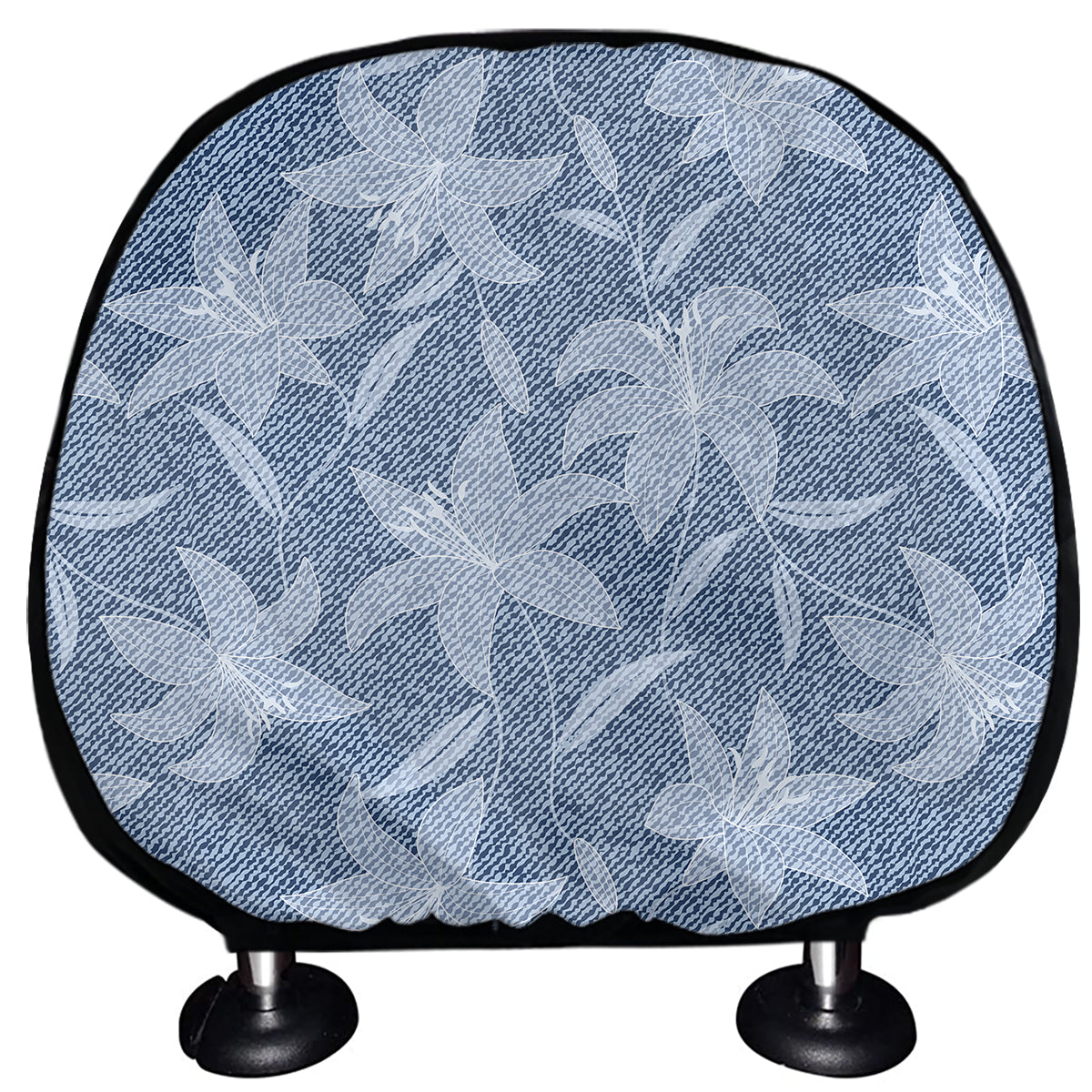 Floral Denim Jeans Pattern Print Car Headrest Covers