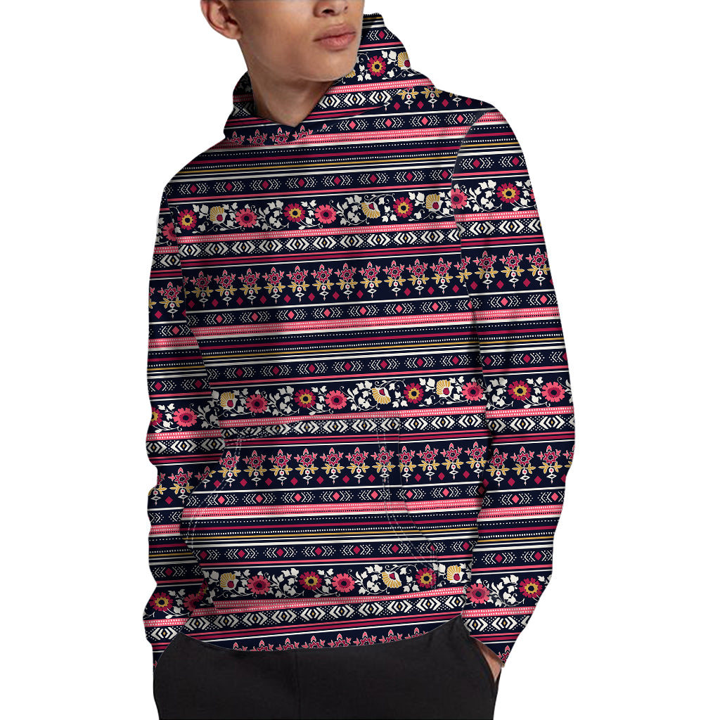 Floral Ethnic Pattern Print Pullover Hoodie