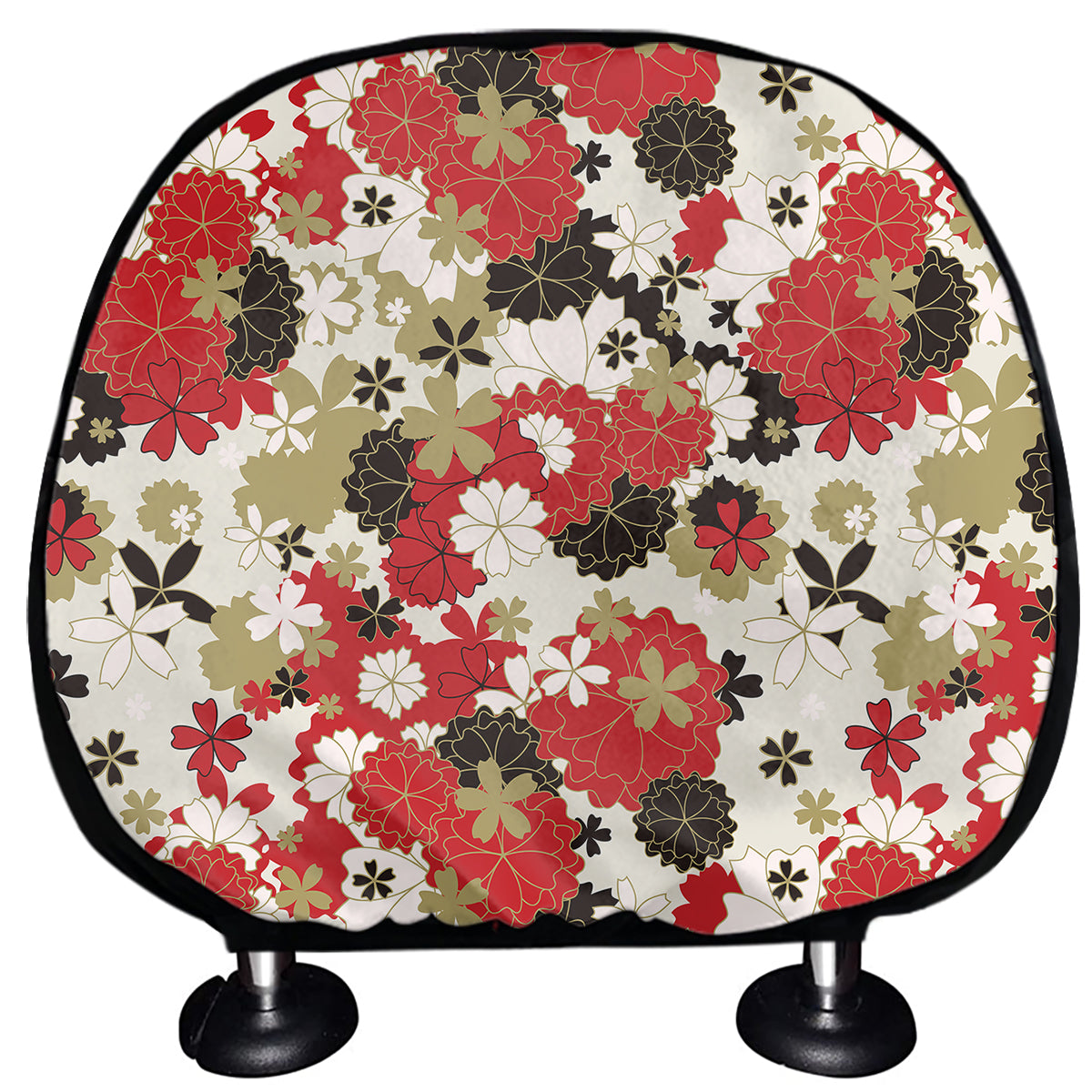 Floral Kimono Pattern Print Car Headrest Covers