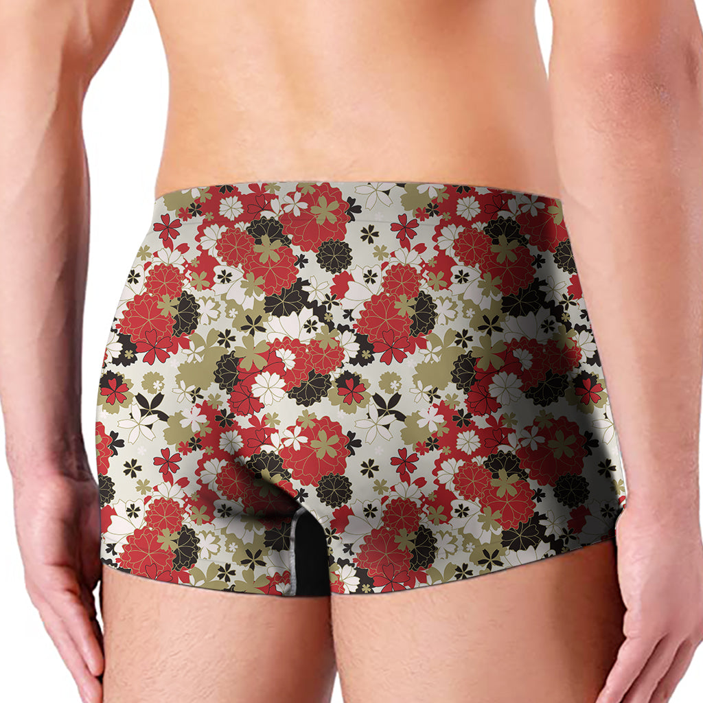 Floral Kimono Pattern Print Men's Boxer Briefs