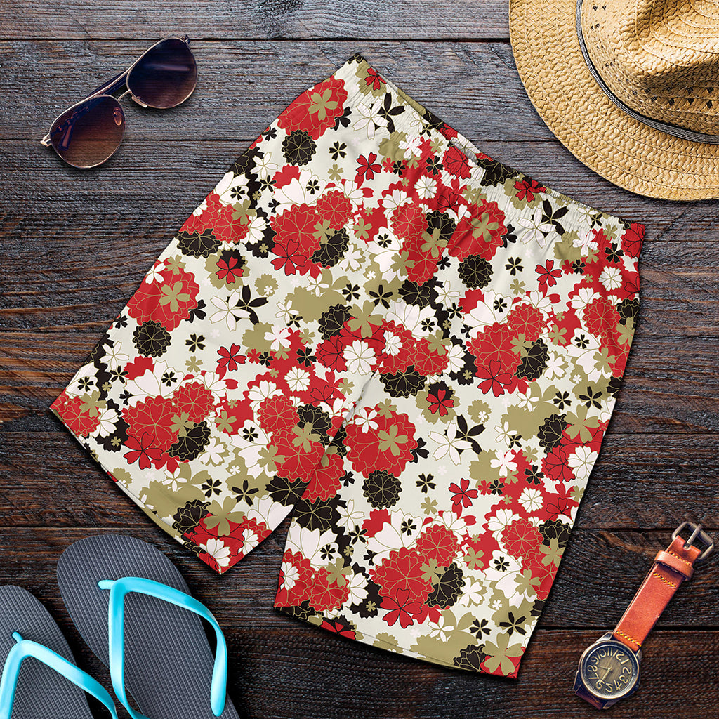 Floral Kimono Pattern Print Men's Shorts