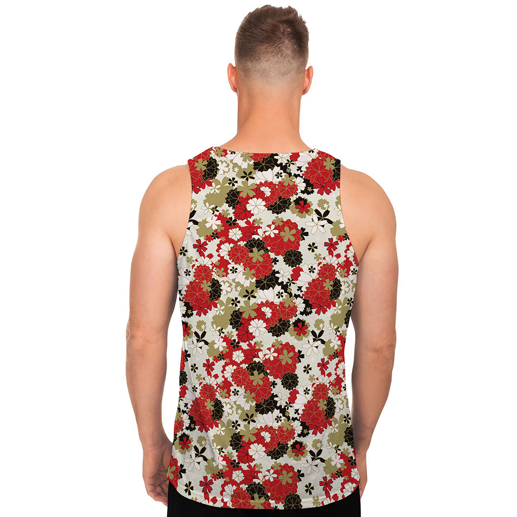 Floral Kimono Pattern Print Men's Tank Top