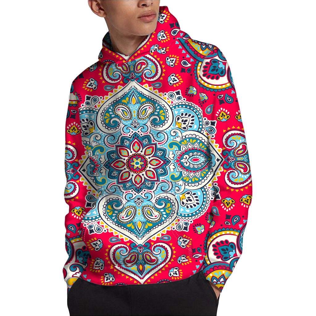 Floral Paisley Mandala Print Pullover Hoodie