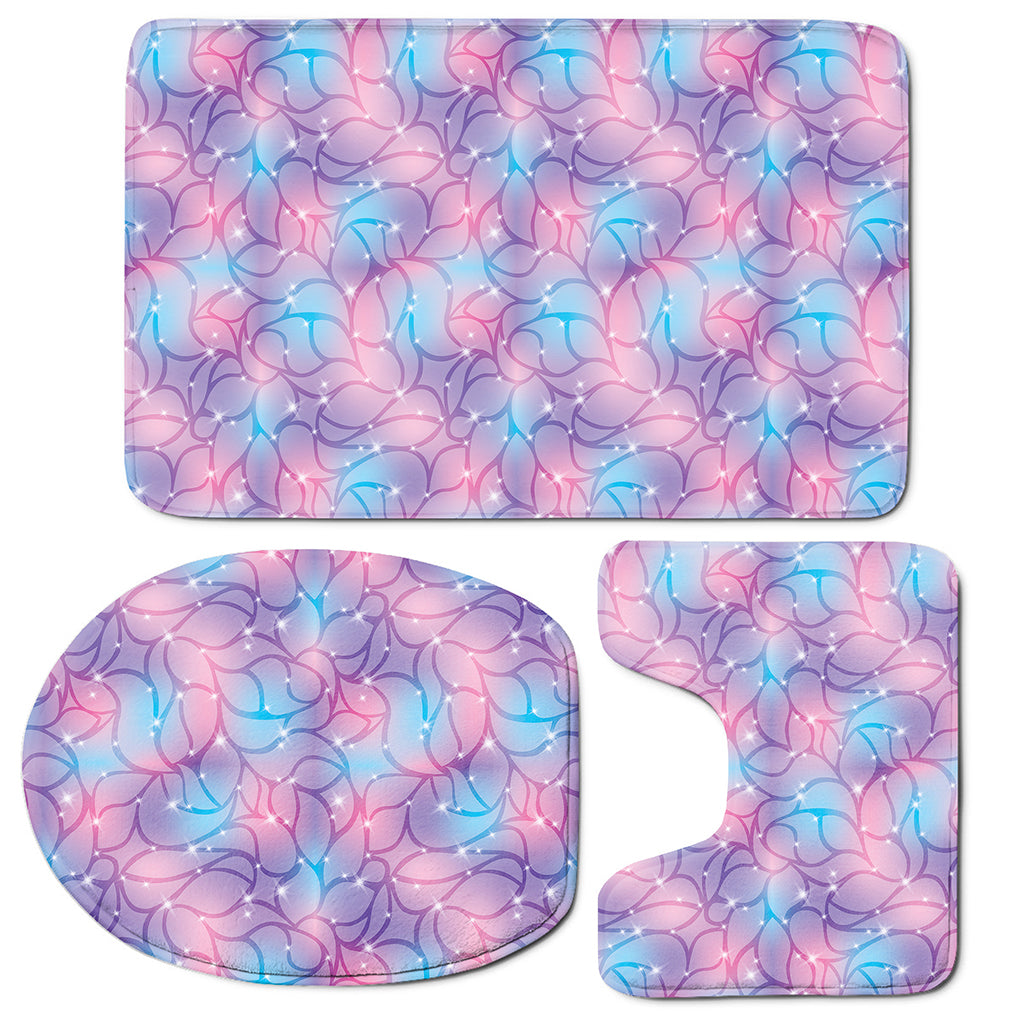 Floral Sparkle Print 3 Piece Bath Mat Set