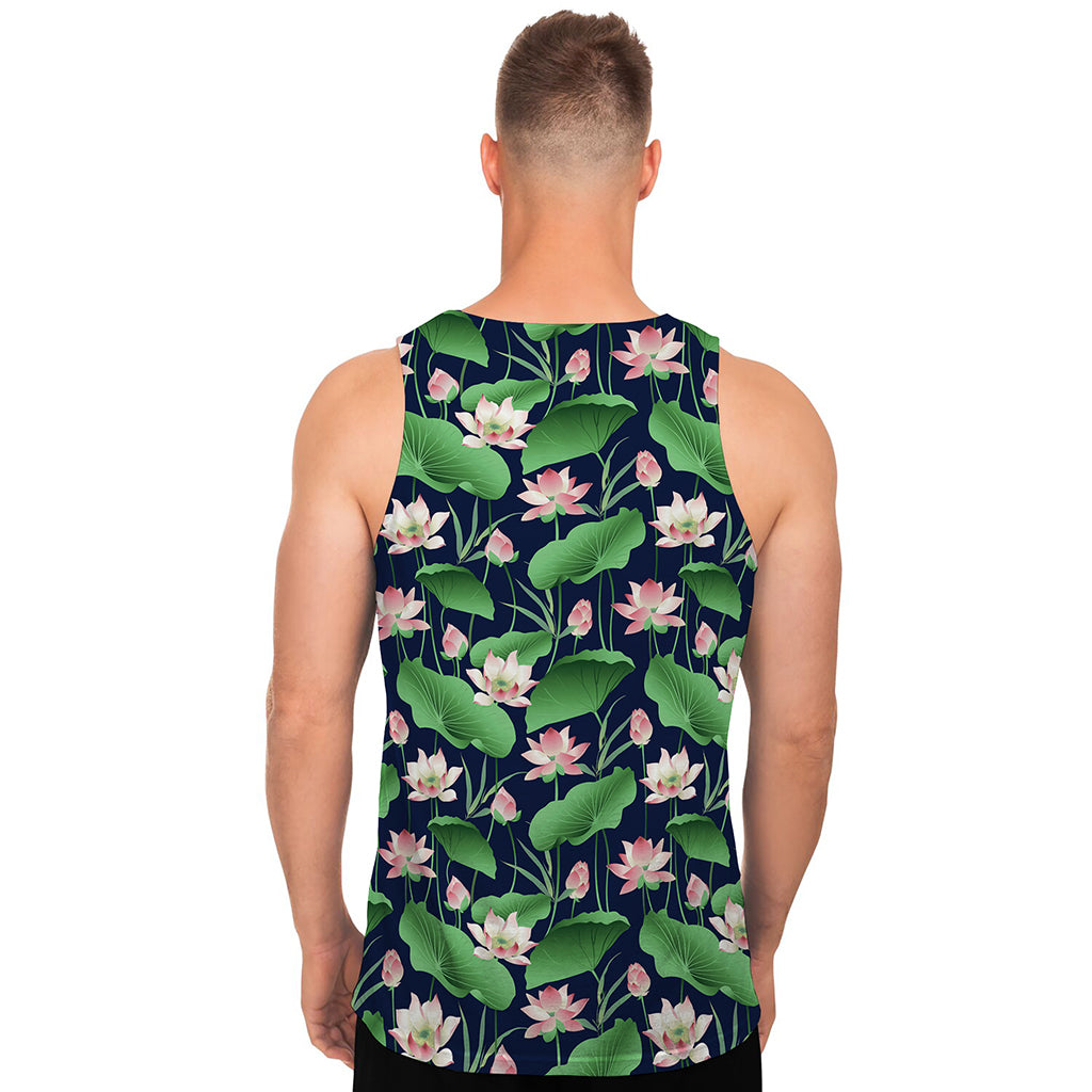 Flower And Leaf Lotus Pattern Print Men's Tank Top