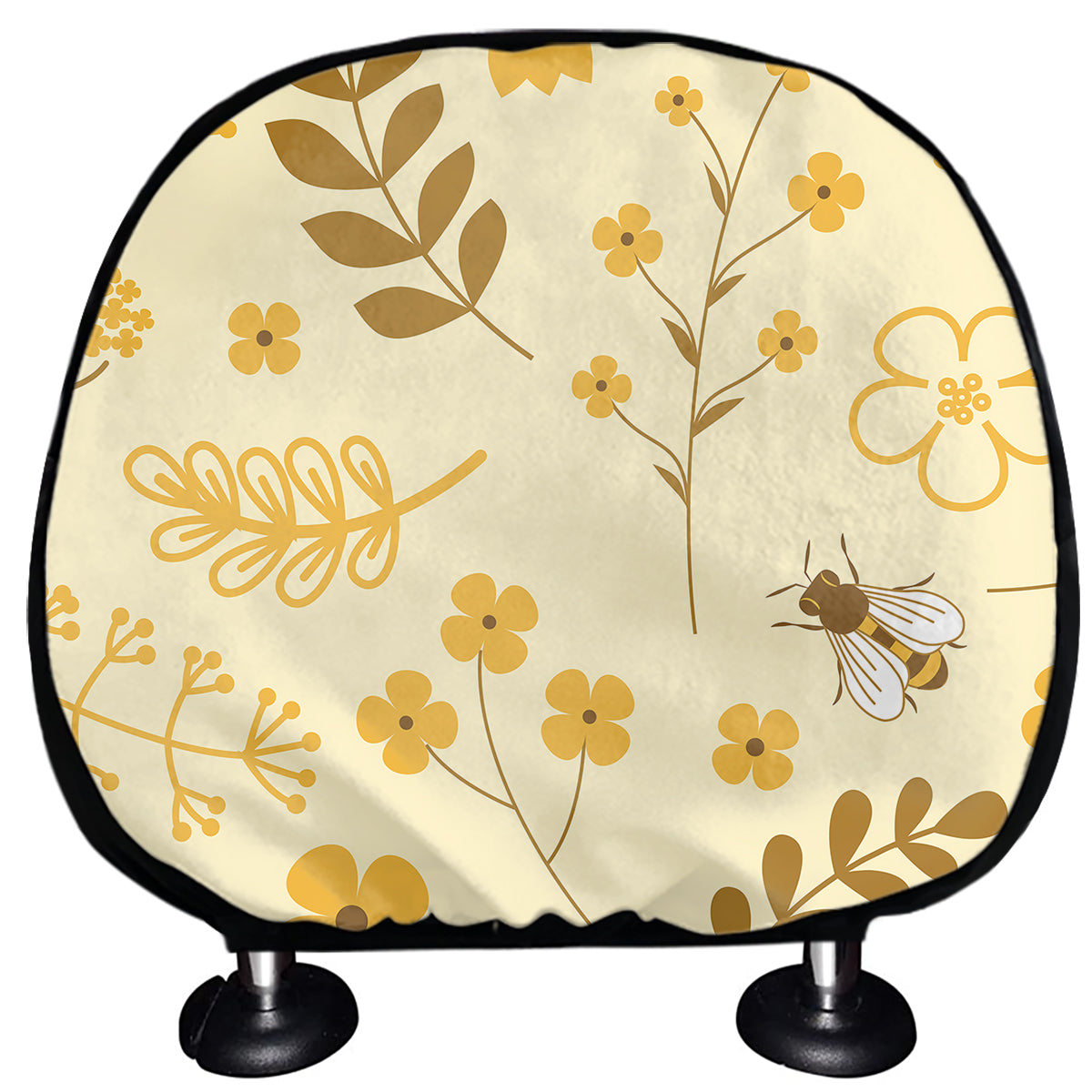 Flower Bee Pattern Print Car Headrest Covers