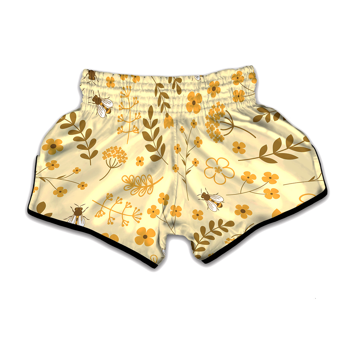 Flower Bee Pattern Print Muay Thai Boxing Shorts