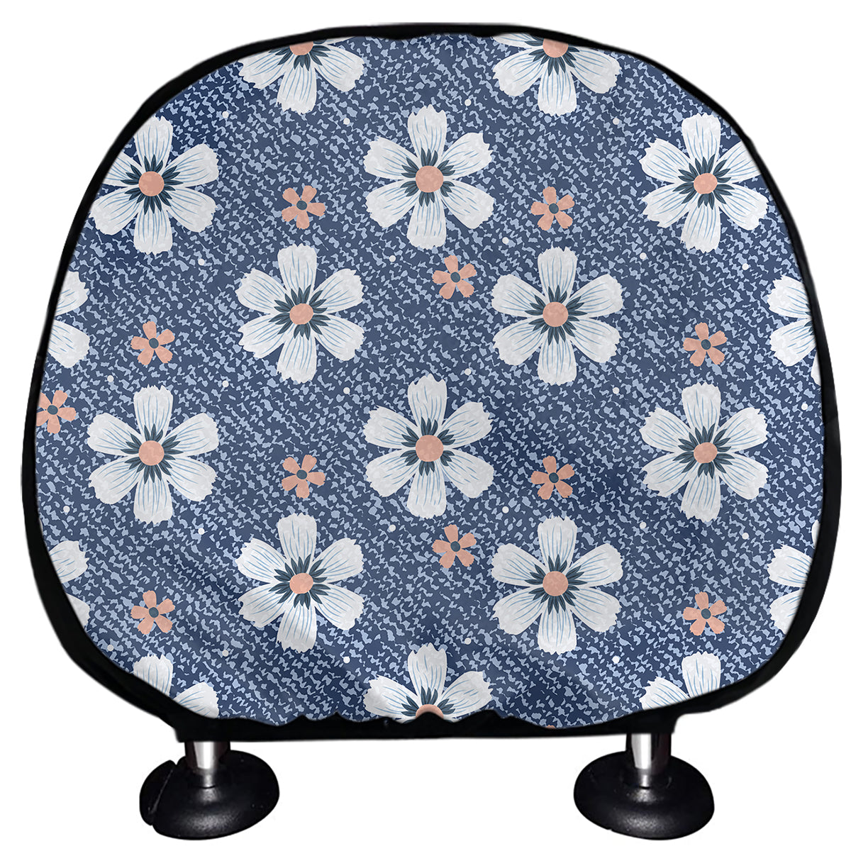 Flower Denim Jeans Pattern Print Car Headrest Covers