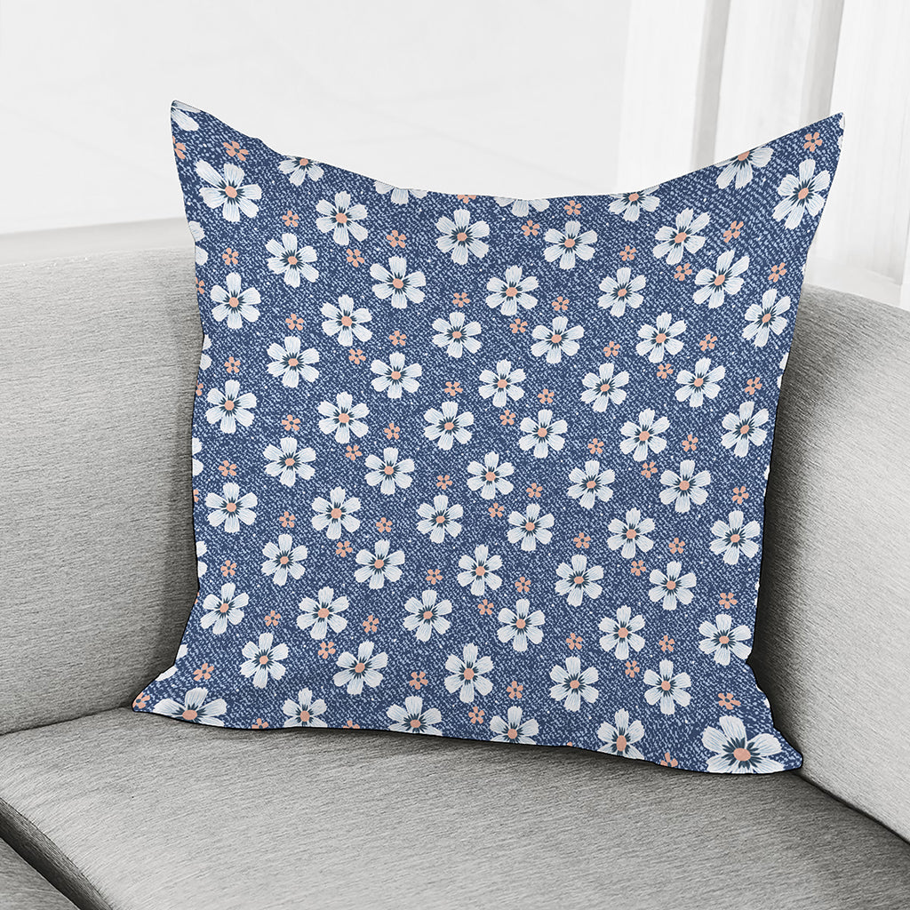Flower Denim Jeans Pattern Print Pillow Cover