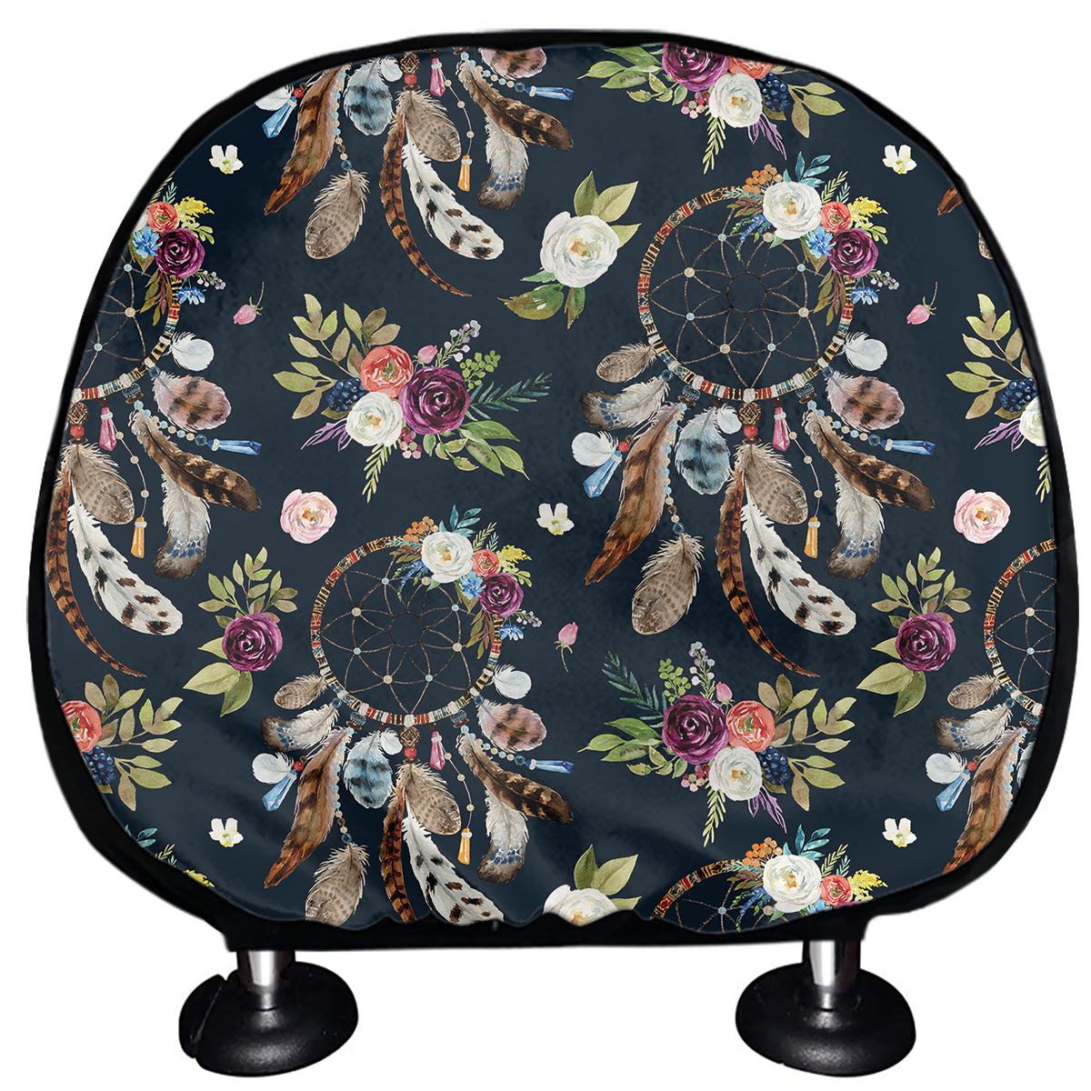 Flower Dream Catcher Pattern Print Car Headrest Covers