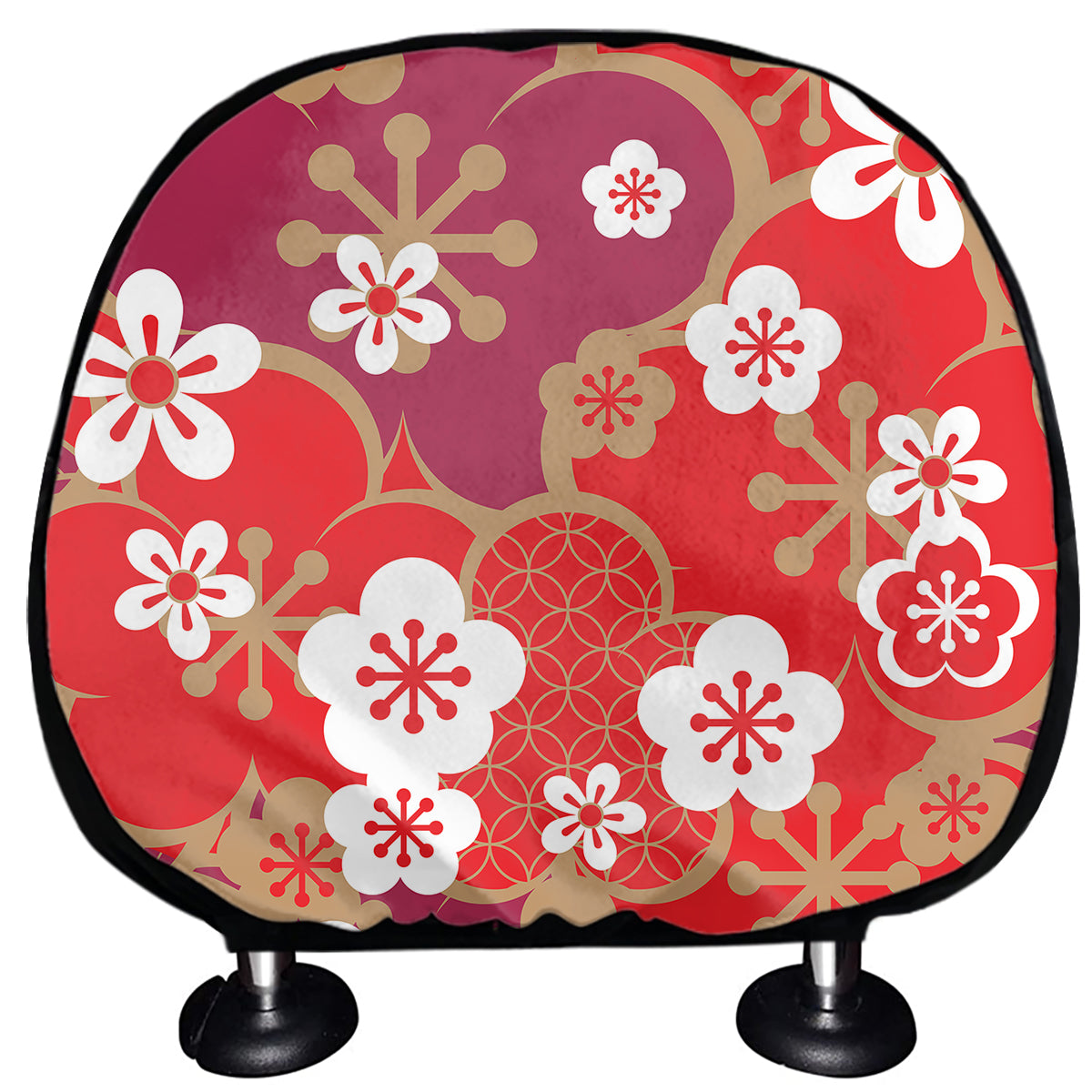 Flower Kimono Pattern Print Car Headrest Covers