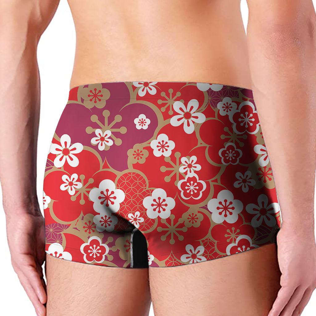 Flower Kimono Pattern Print Men's Boxer Briefs