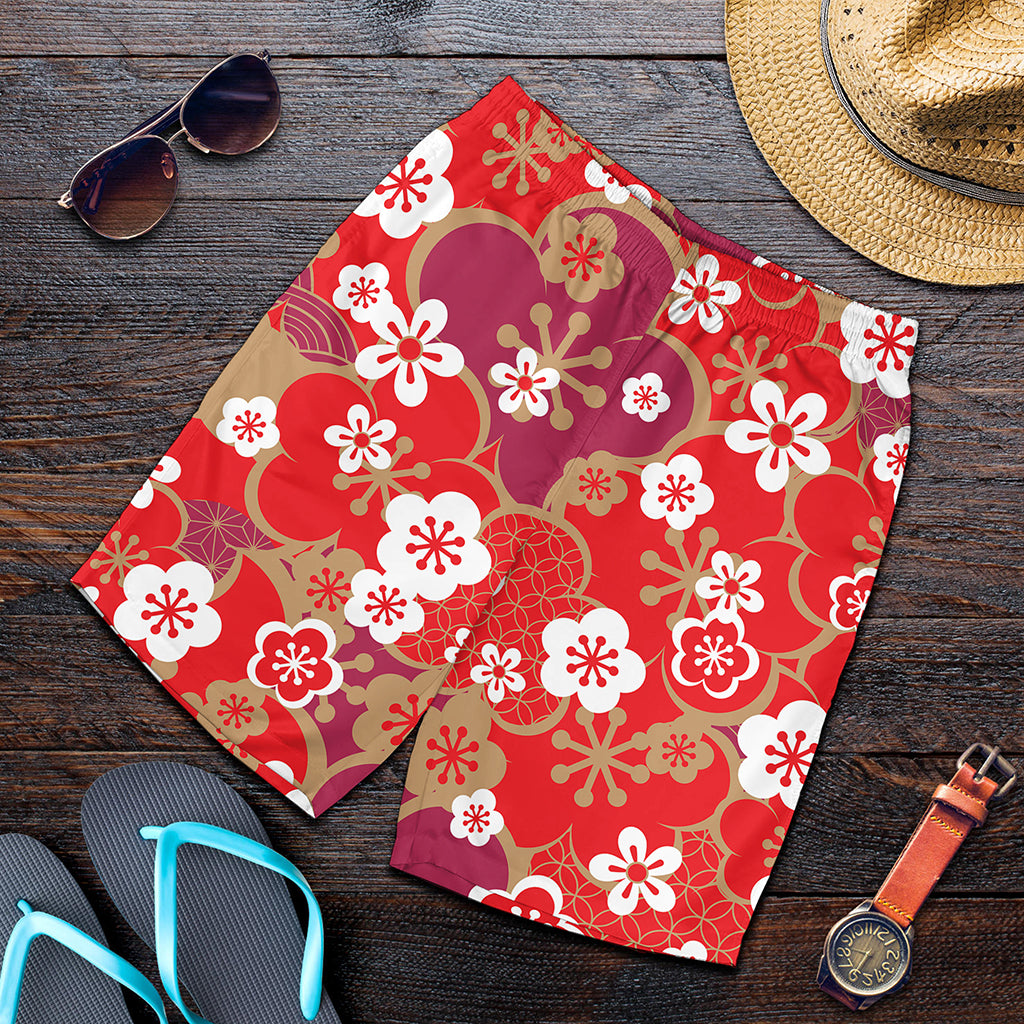 Flower Kimono Pattern Print Men's Shorts