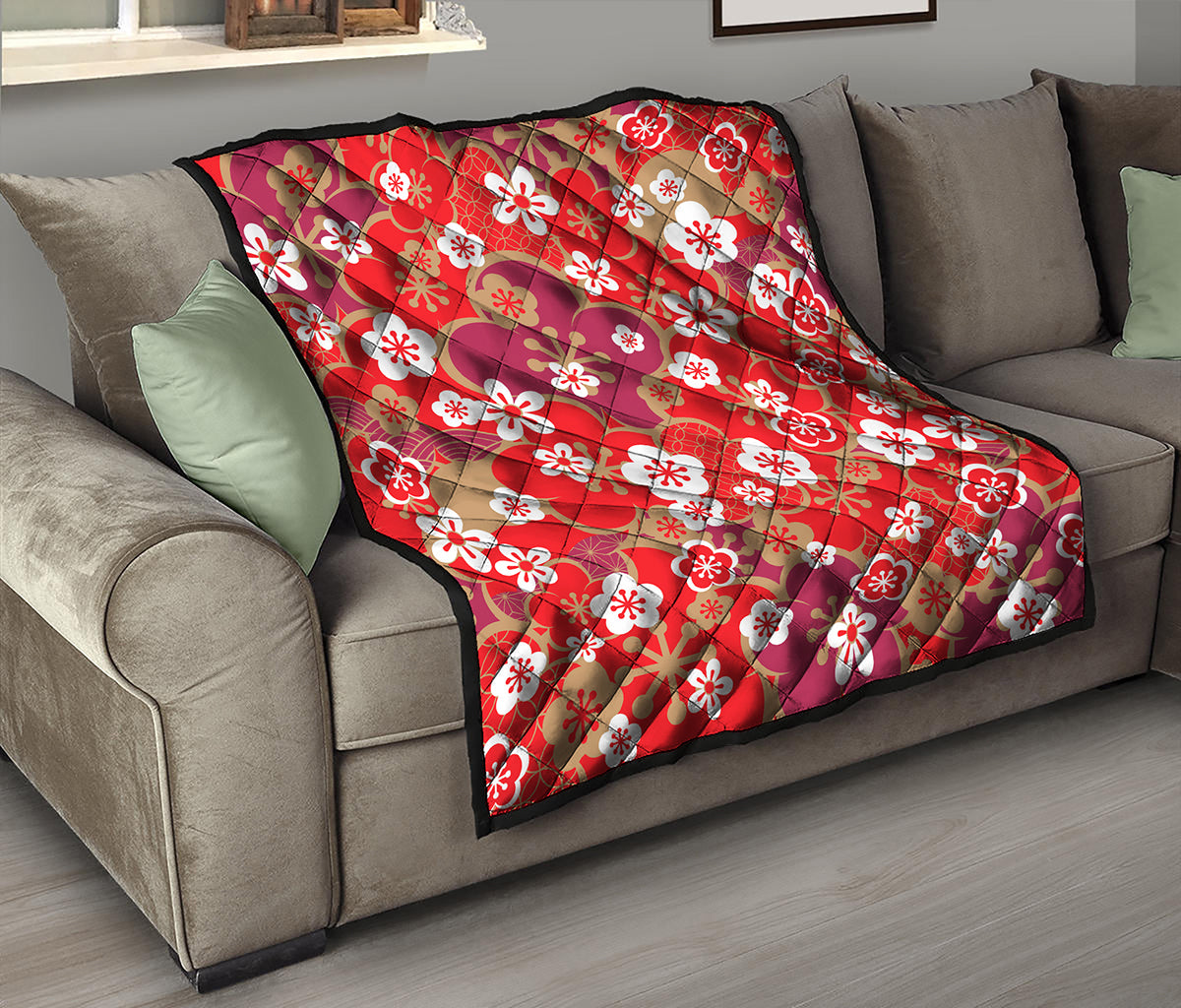 Flower Kimono Pattern Print Quilt