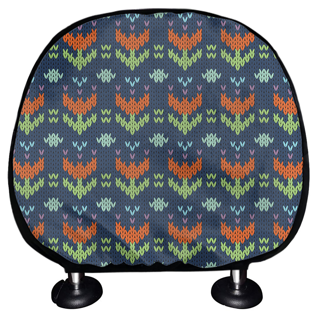 Flower Knitted Pattern Print Car Headrest Covers