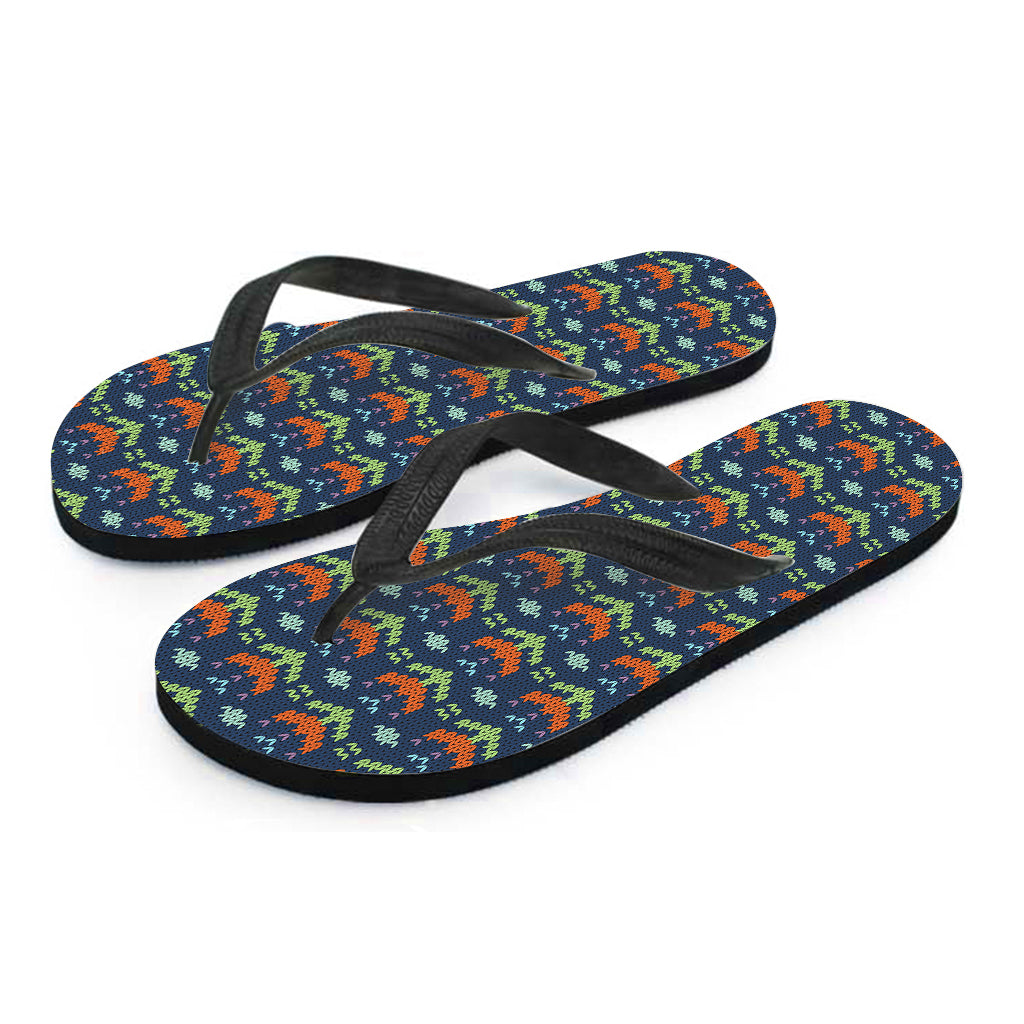 Flower Knitted Pattern Print Flip Flops