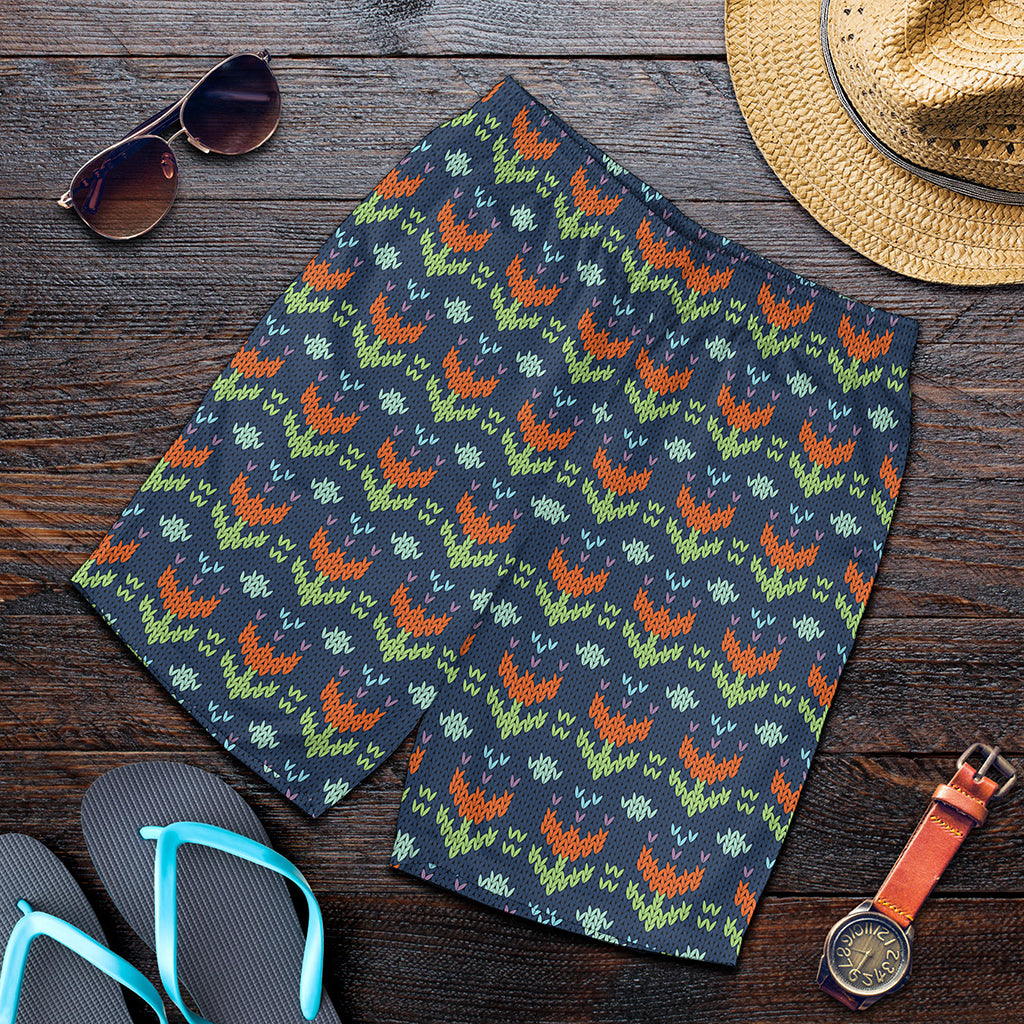 Flower Knitted Pattern Print Men's Shorts