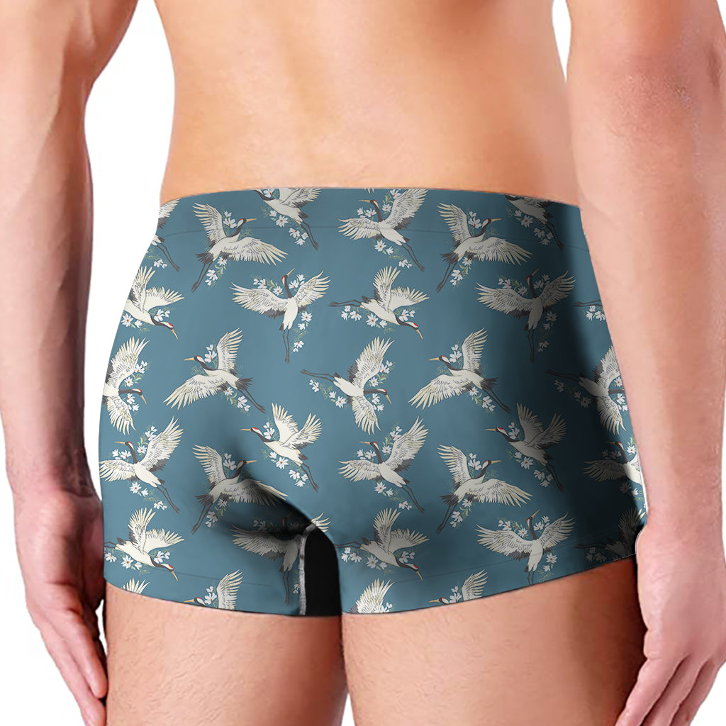 Flying Crane Bird Pattern Print Men's Boxer Briefs