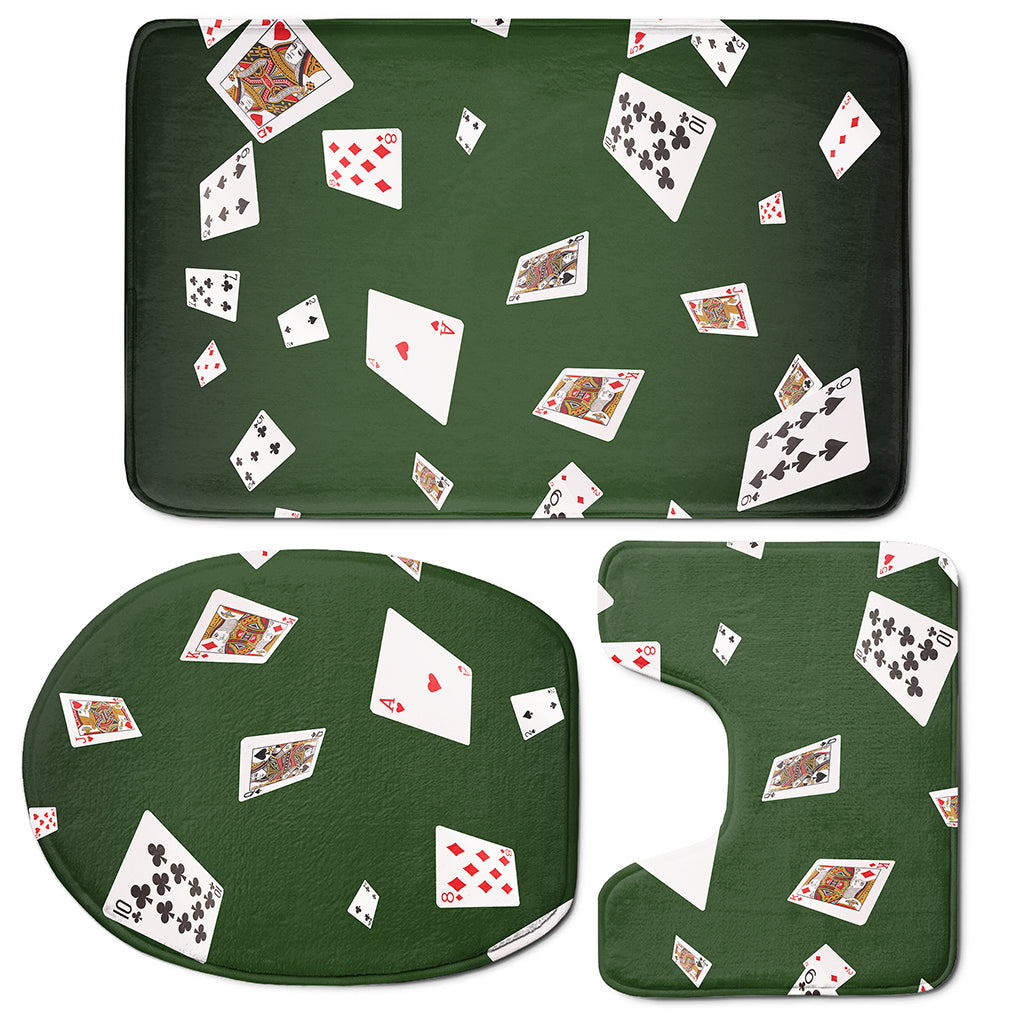 Flying Poker Cards Print 3 Piece Bath Mat Set