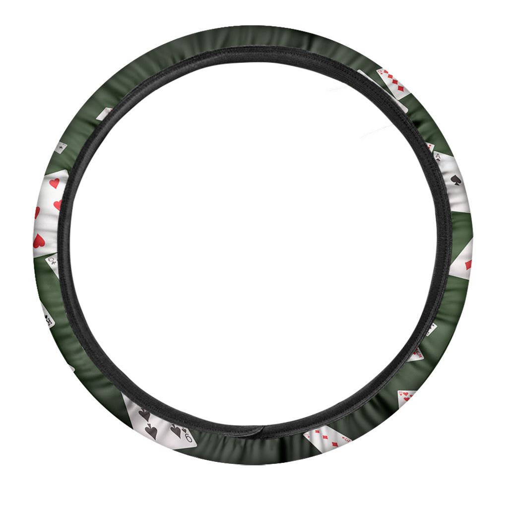 Flying Poker Cards Print Car Steering Wheel Cover